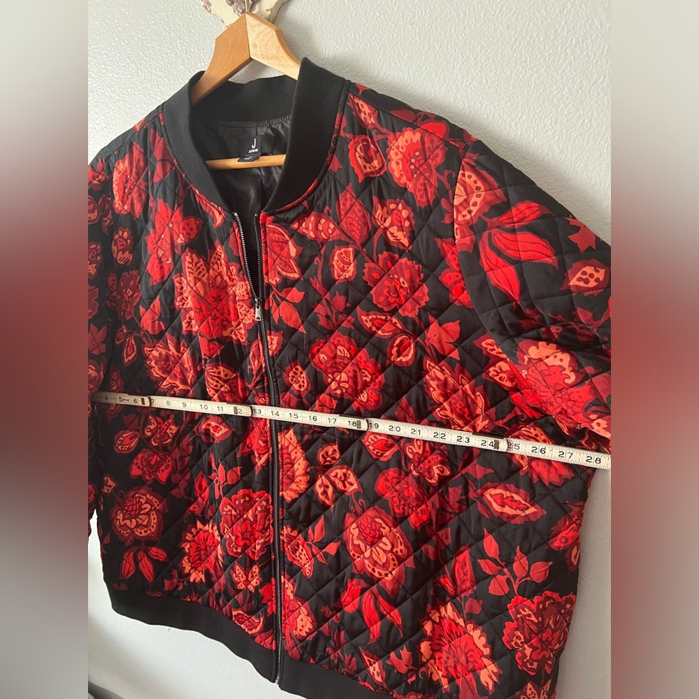 NWOT J Jason Wu Floral Quilted Woven Bomber Jacket Size 3X Red Black NEW - Picture 8 of 9